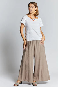 Pantaloni in lino gamba larga