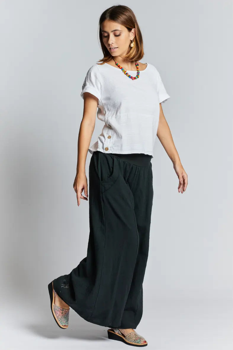 Pantaloni in lino gamba larga