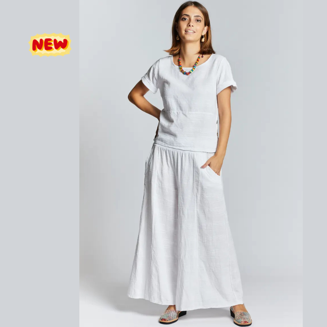 Pantaloni in lino gamba larga