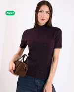 Load image into Gallery viewer, Maglia a mezze maniche con micro paillettes
