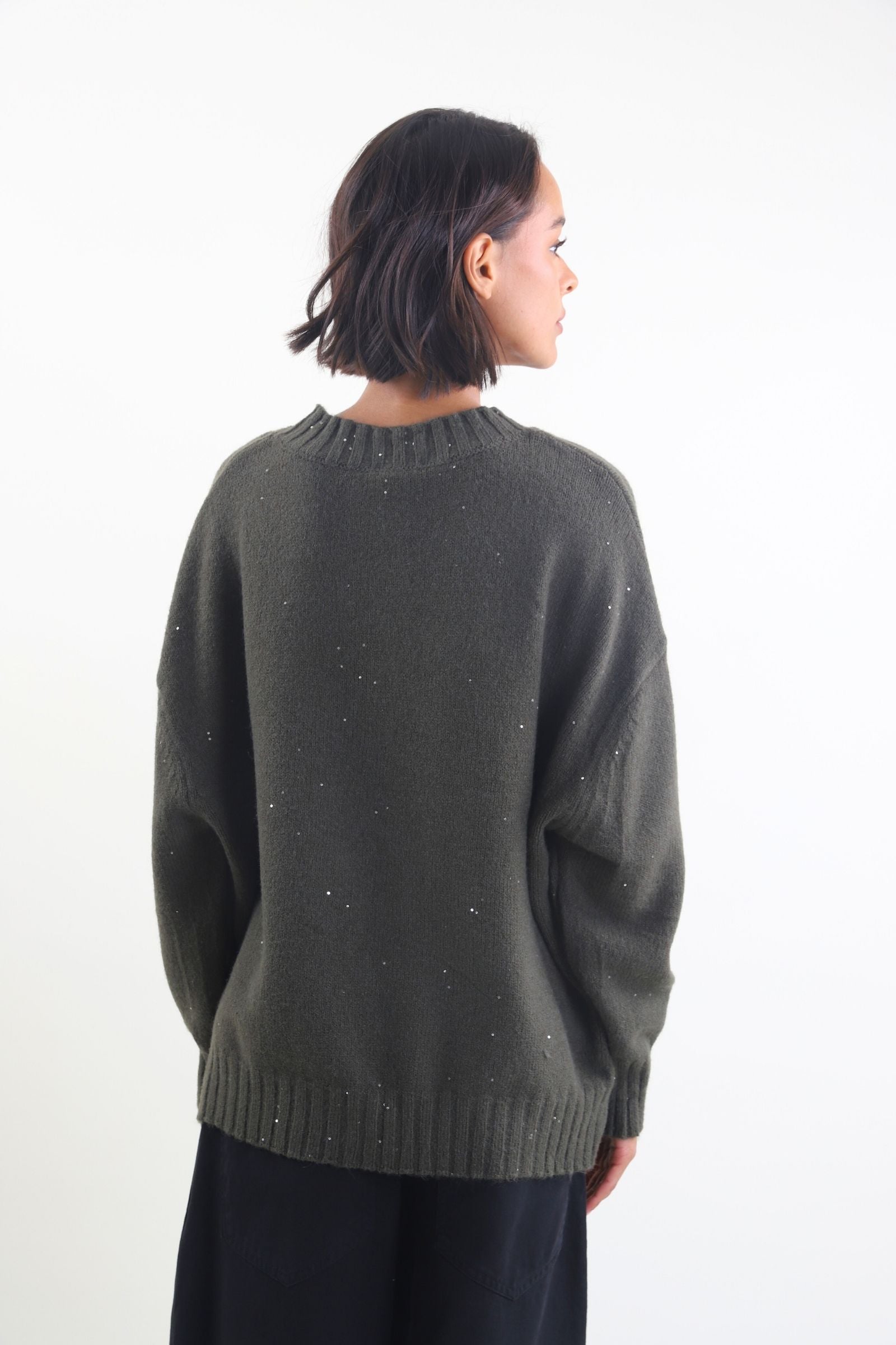 Maglione a girocollo con paillettes