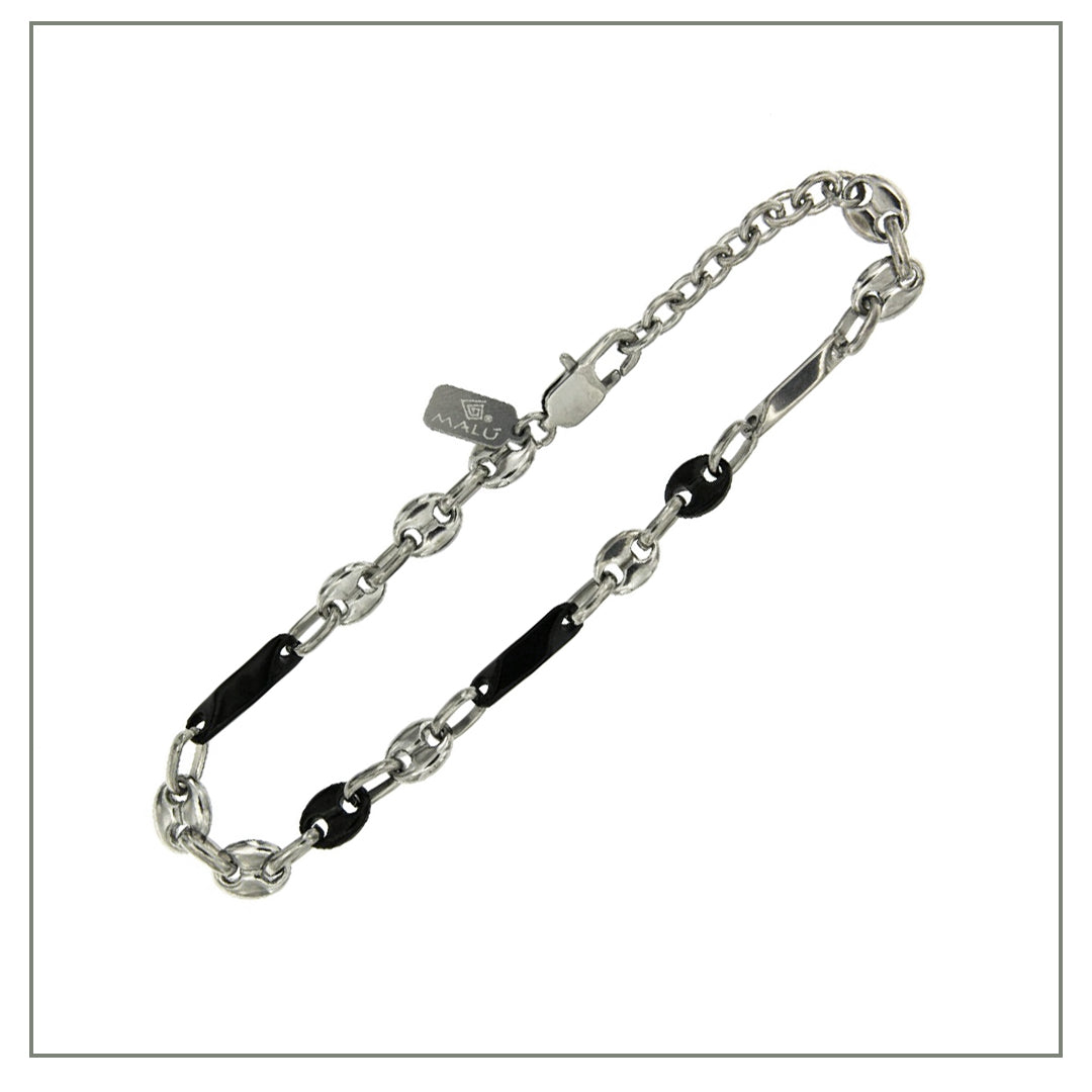 Bracciale acciaio e finiture in ceramica