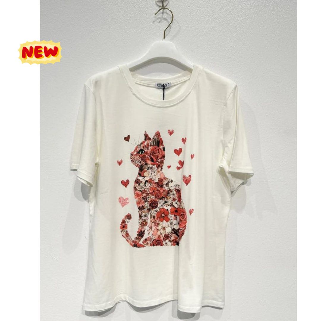 T-Shirt "gatto floreale"