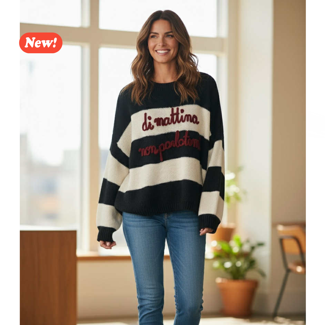 Maglione a righe "Di mattina non parlatemi"