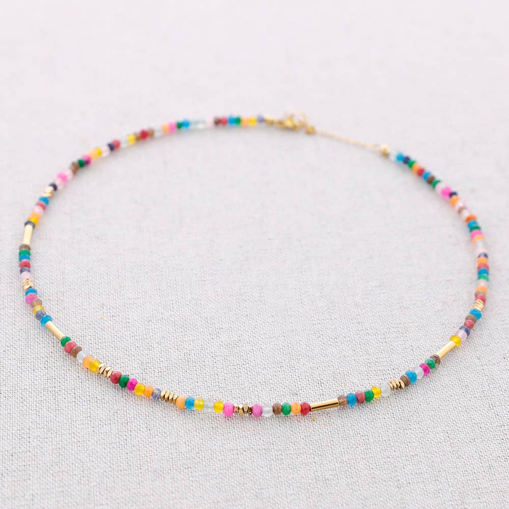 Collana in acciaio con pietra sfaccettata
