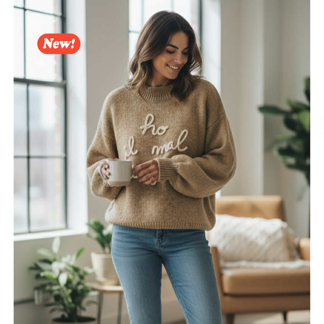 Maglione a tinta unita "Ho mal di gente"