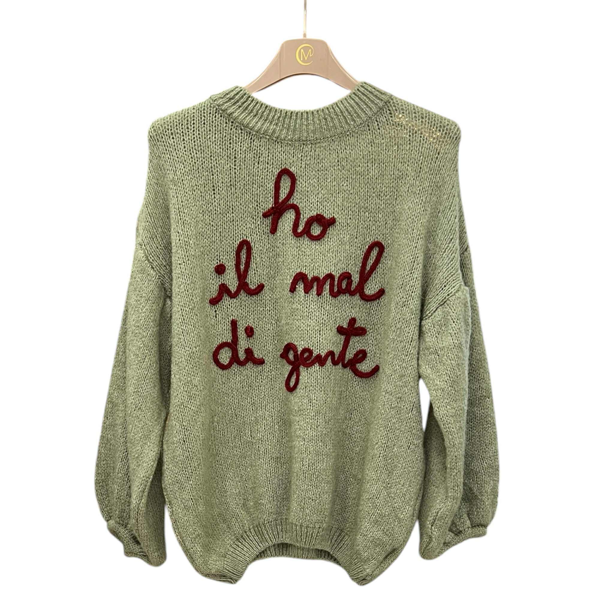 Maglione a tinta unita "Ho mal di gente"