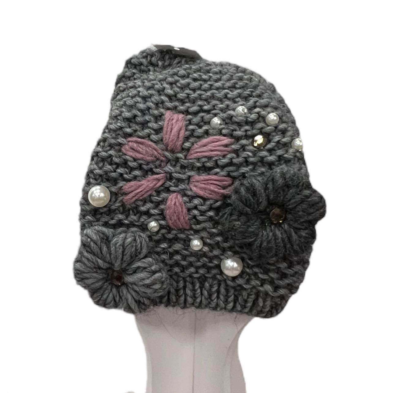 Cappello in maglia perle/fiori