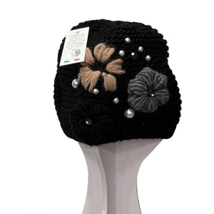 Cappello in maglia perle/fiori