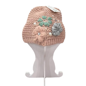 Cappello in maglia perle/fiori