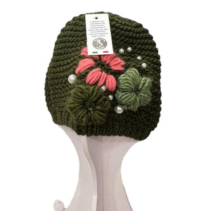 Cappello in maglia perle/fiori