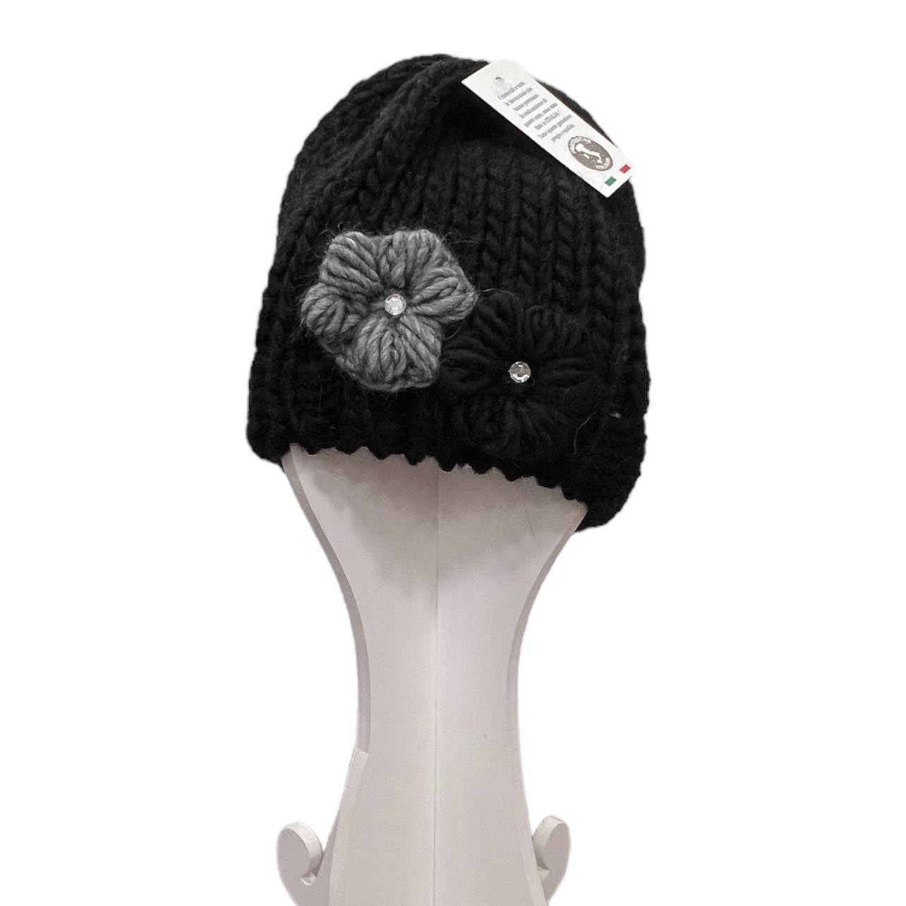 Cappello in maglia fiori