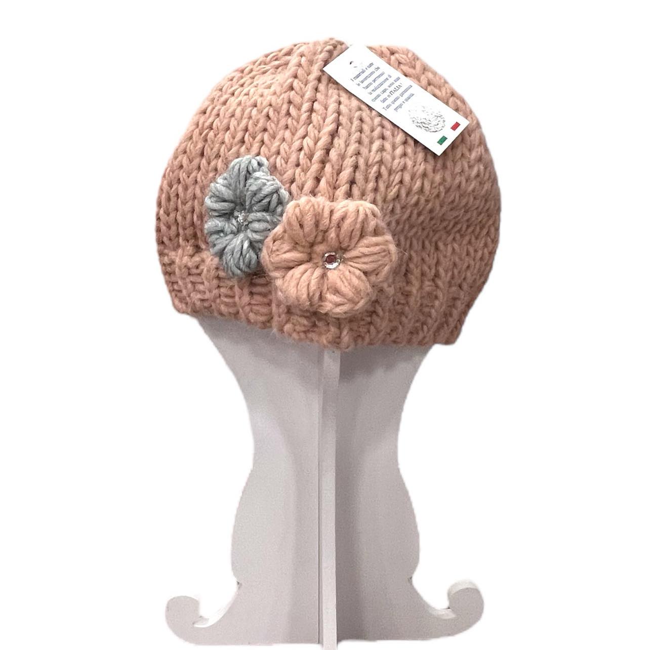 Cappello in maglia fiori