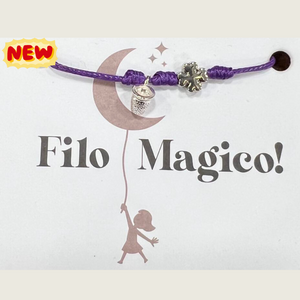 Bracciale filo magico ditale e quadrifoglio