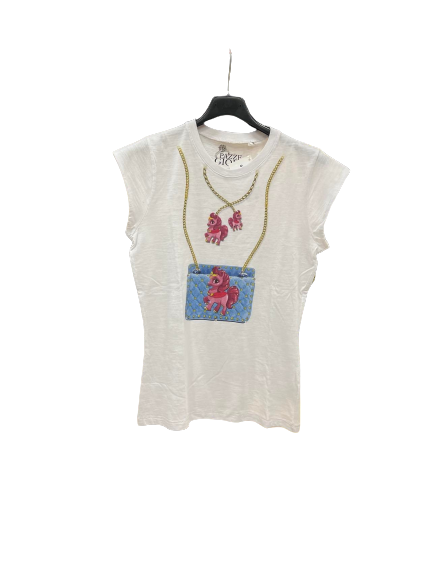 T-shirt donna con disegnato borsetta con pony di Tip & Top.