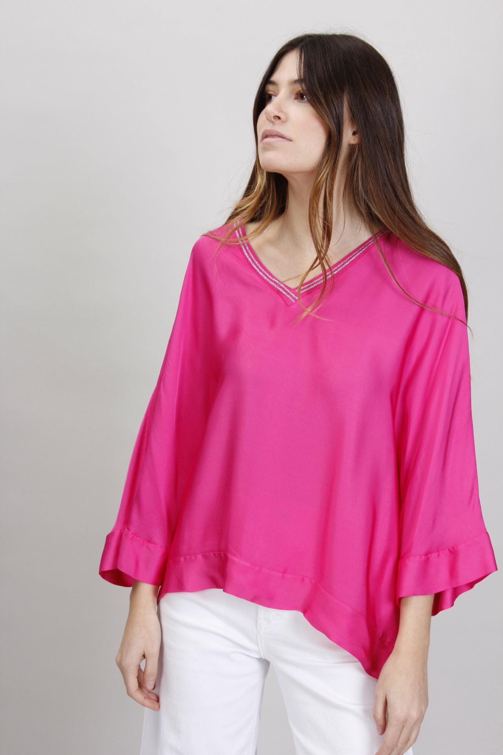 BLUSA DETTAGLI IN LUREX SCOLLO A V