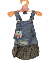 Salopette jeans e scozzese - bimba